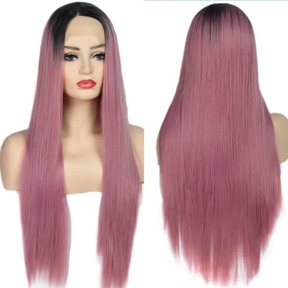 MADDIE 28” Pink with dark roots LaceFront Wig ? main image 5